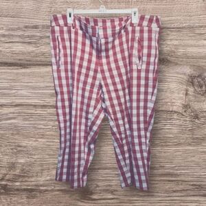 Time And Tru Pink White Checkered Capri Pants Womens